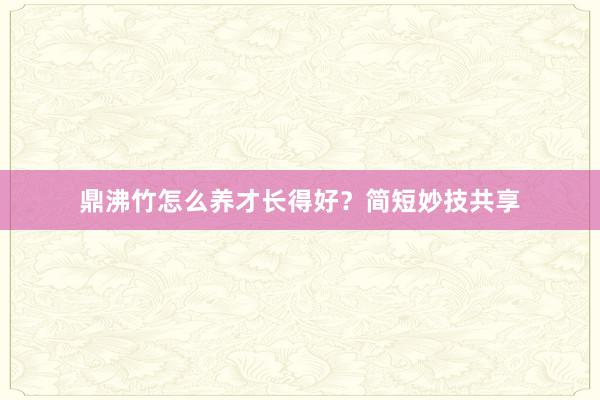 鼎沸竹怎么养才长得好？简短妙技共享